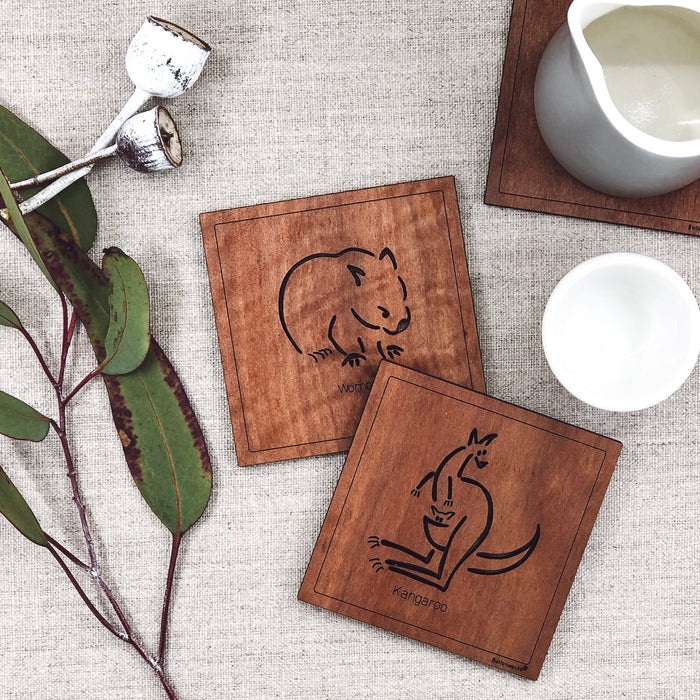 Buttonworks - Timber Coasters - Square Animal
