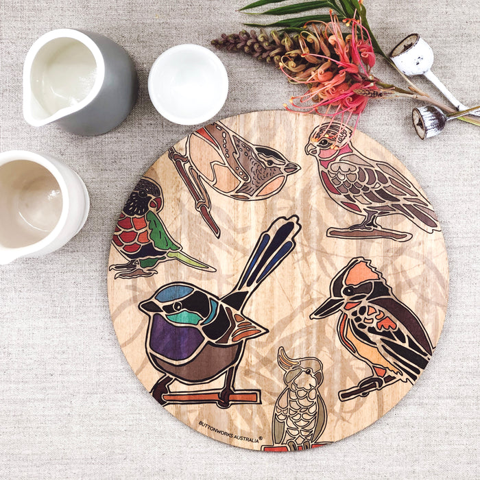 Buttonworks - Timber Placemats -Coloured Bird
