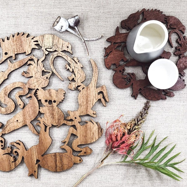 Buttonworks - Timber Trivet - Animals