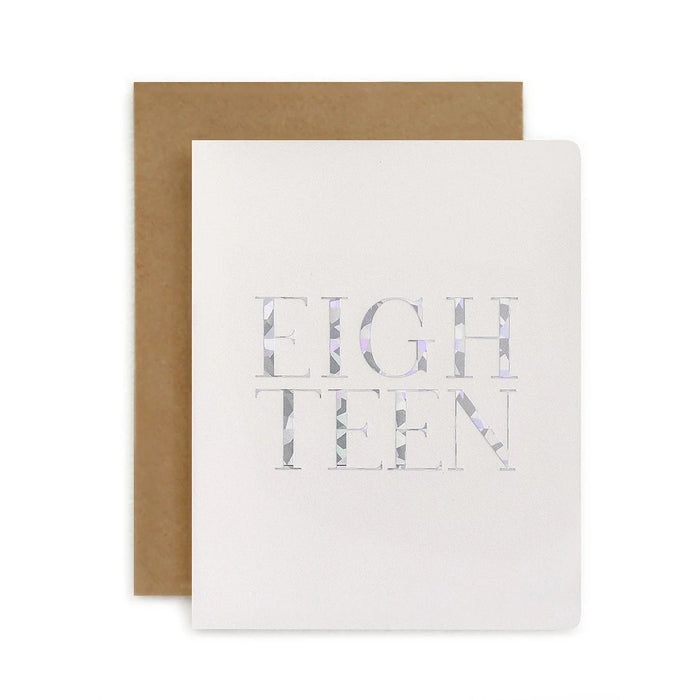 Bespoke Letterpress - Birthday Card - Eighteen