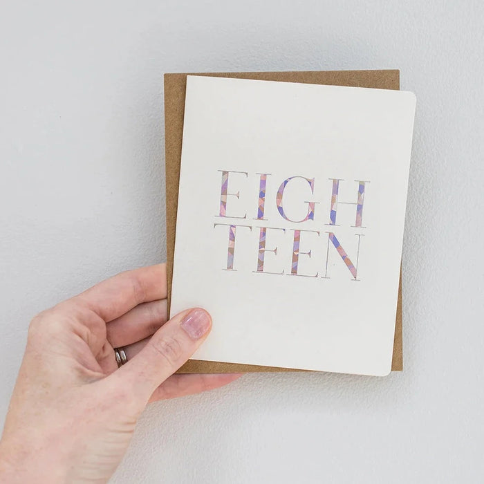 Bespoke Letterpress - Birthday Card - Eighteen