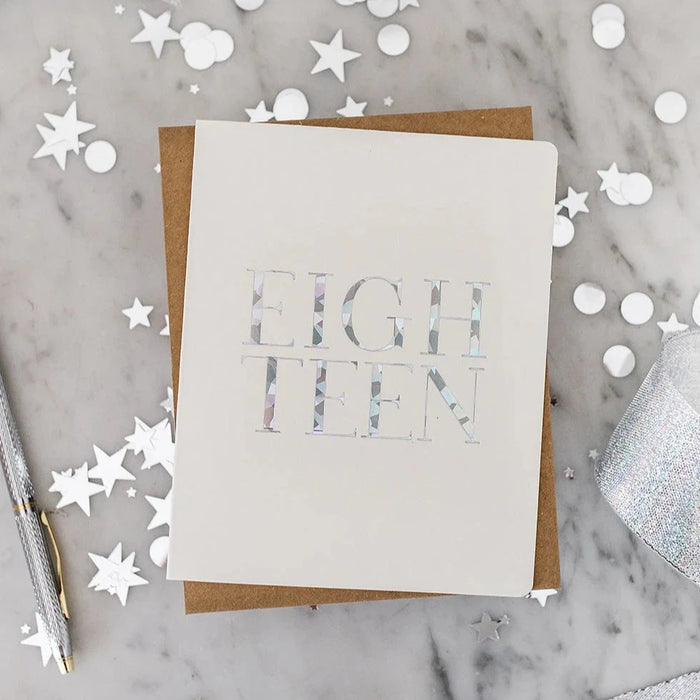 Bespoke Letterpress - Birthday Card - Eighteen