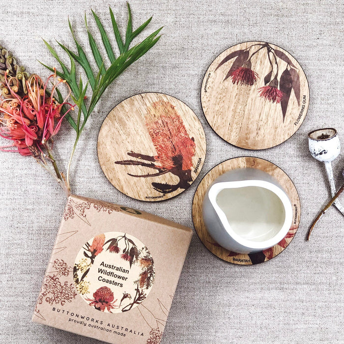 Buttonworks - Timber Coasters - Wildflowers