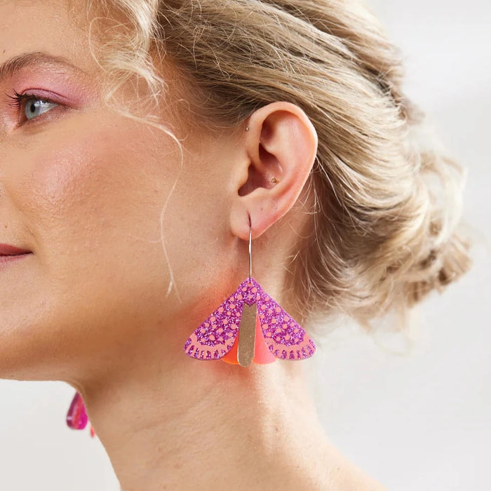 Martha Jean - Moth Earrings - Magenta