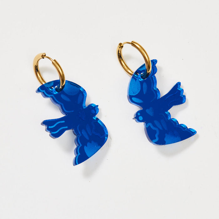 Martha Jean - Large Bird Earrings - Cobalt