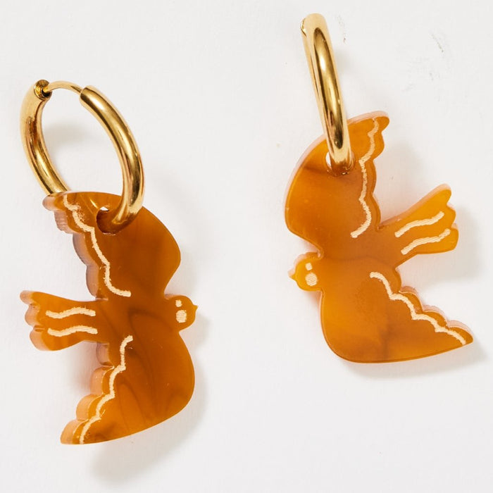 Martha Jean - Mini Bird Earrings - Tan