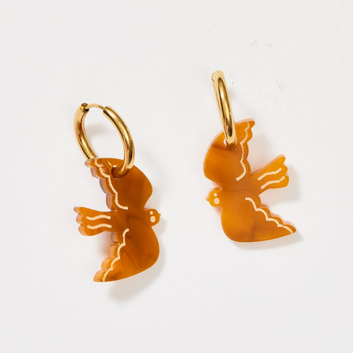 Martha Jean - Mini Bird Earrings - Tan