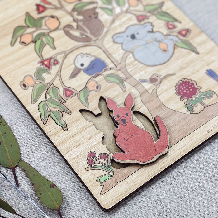 Buttonworks - Timber Puzzle- Animal Wildlife Tree