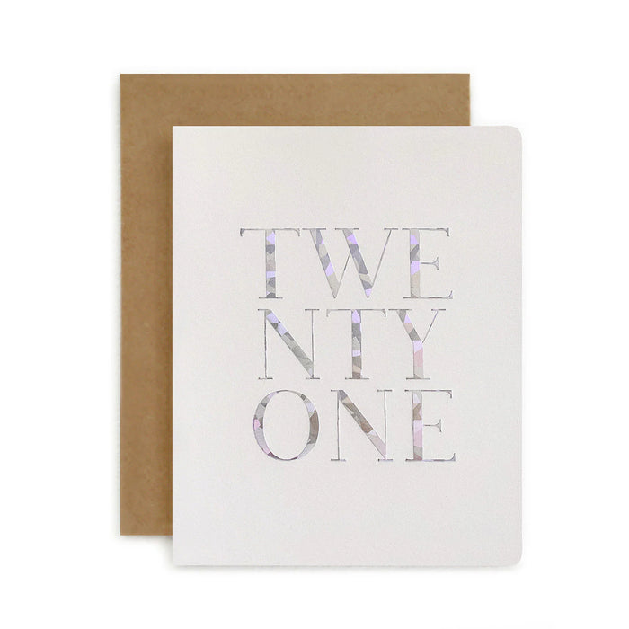 Bespoke Letterpress - Birthday Card - Twenty-One