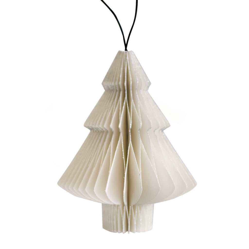 Nordic Rooms - Paper Ornament with Silver Glitter - Tree - Off White