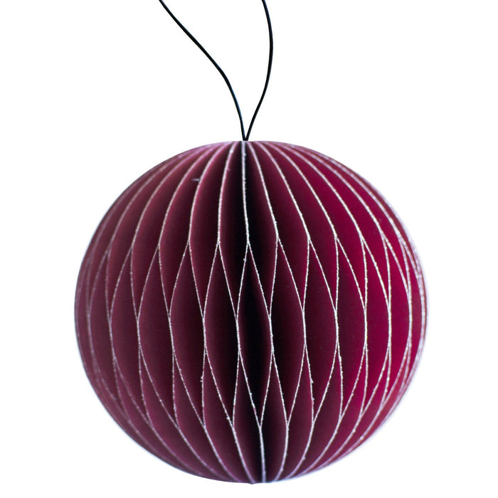Nordic Rooms - Paper Ornament with Silver Glitter - Sphere - Classic Red