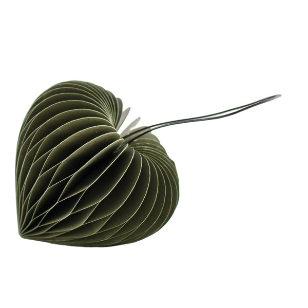 Nordic Rooms - Paper Ornament - Heart - Olive Green