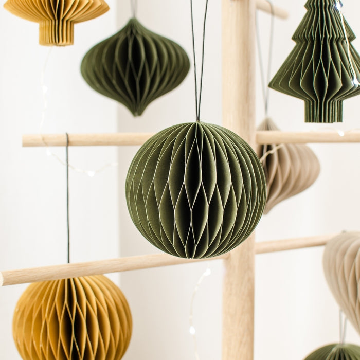 Nordic Rooms - Paper Ornament - Sphere - Olive Green