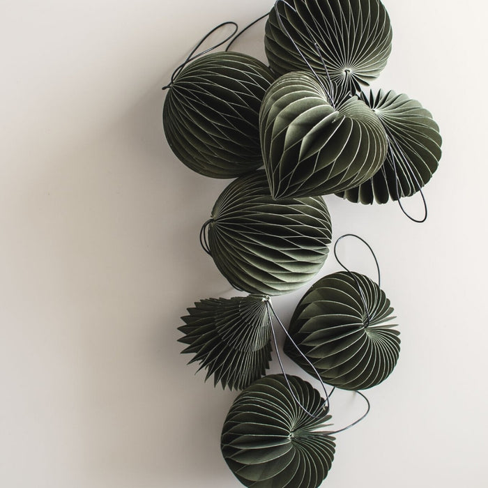 Nordic Rooms - Paper Ornament - Sphere - Olive Green