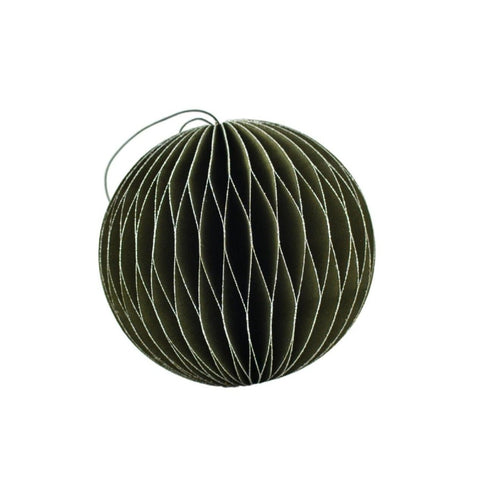 Nordic Rooms - Paper Ornament with Silver Glitter - Sphere - Olive Green