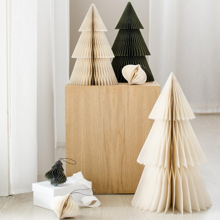 Nordic Rooms - Deluxe Standing Tree - Olive Green with Silver Glitter Edge