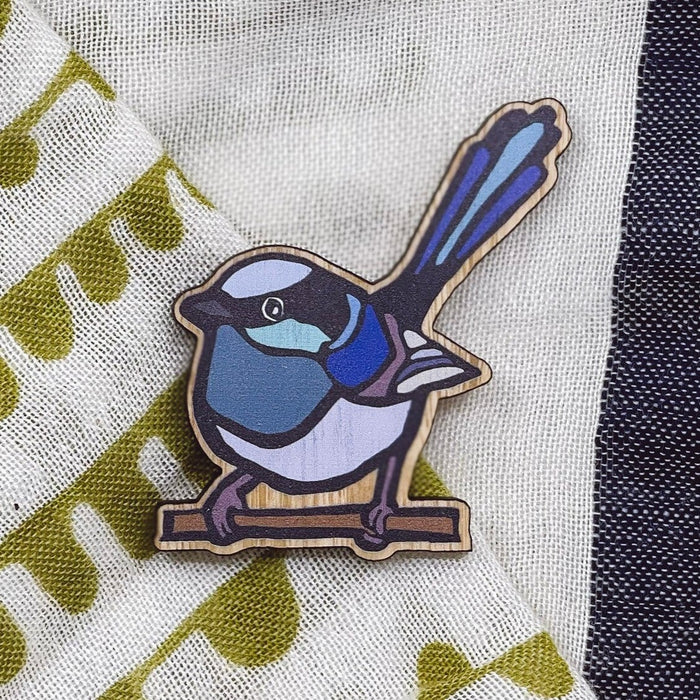 Buttonworks - Timber Brooch - Fairy Wren