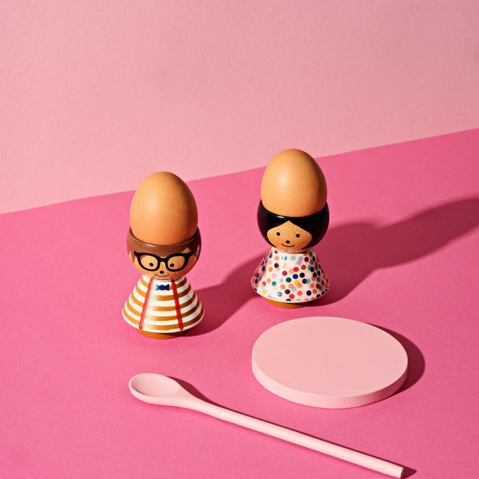 Lucie Kaas - Bordfolk Egg Cup - Alfie - Orange Stripe