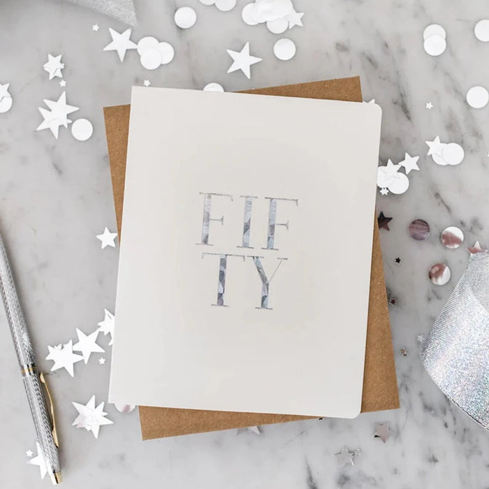 Bespoke Letterpress - Birthday Card - Fifty