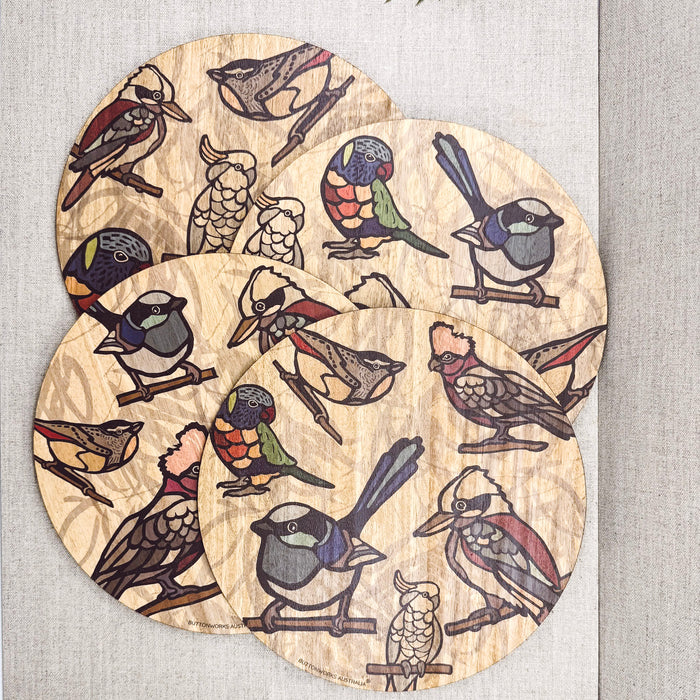 Buttonworks - Timber Placemats -Coloured Bird