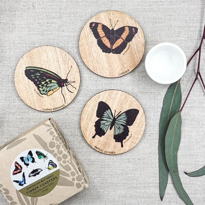 Buttonworks - Timber Coasters - Native Butterflies
