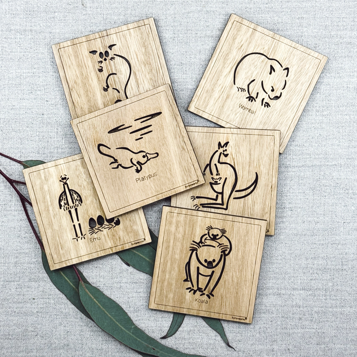 Buttonworks - Timber Coasters - Square Animal
