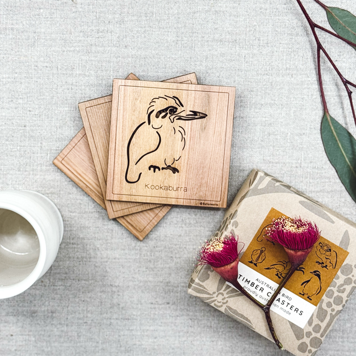 Buttonworks - Timber Coasters - Square Bird