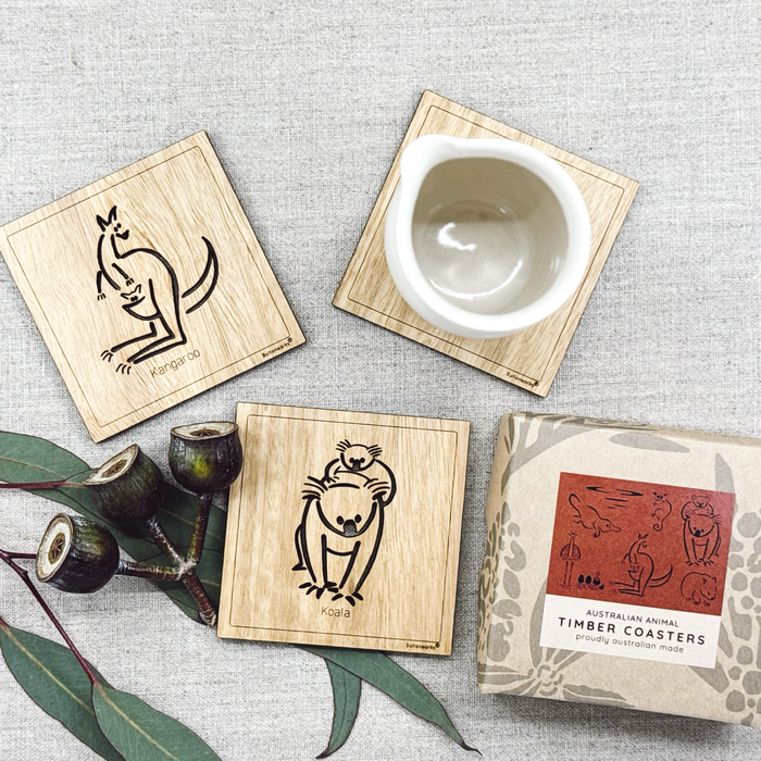 Buttonworks - Timber Coasters - Square Animal