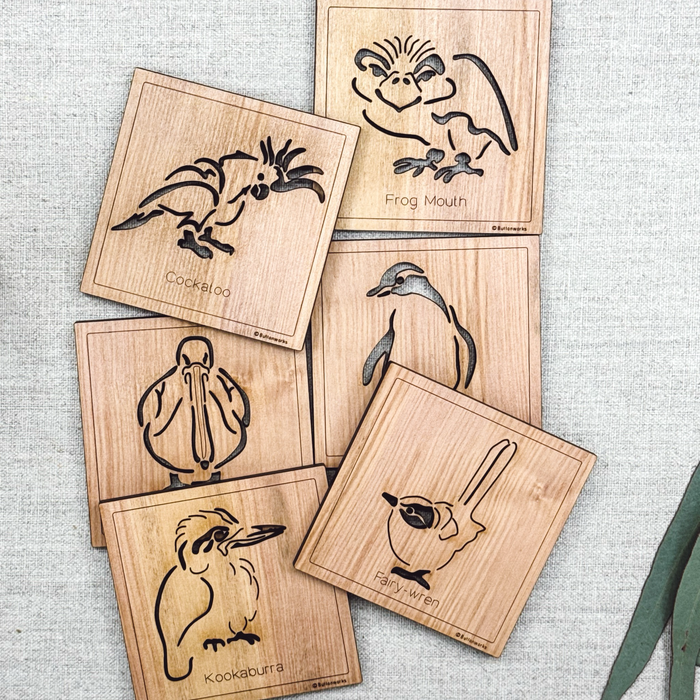 Buttonworks - Timber Coasters - Square Bird