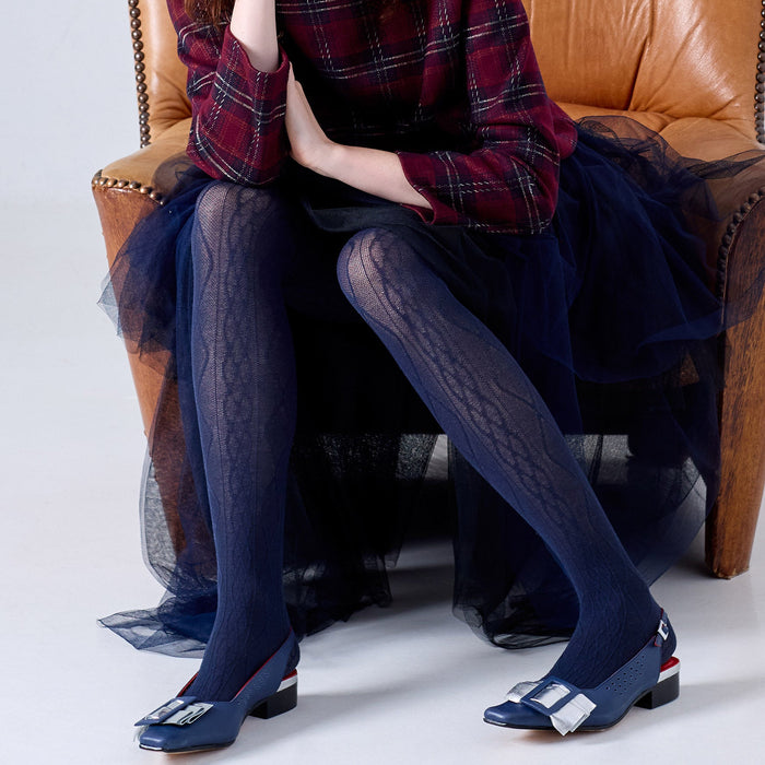 Tightology - Aran- Cashmere Blend Tights - Navy
