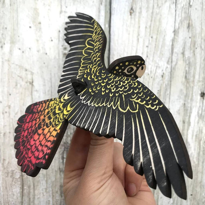 Bridget Farmer - Handprinted Bird Mobile - Red Tailed Black Cockatoo - Female