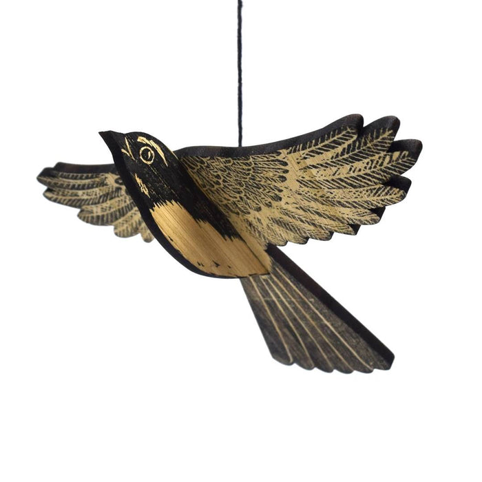 Bridget Farmer - Handprinted Bird Mobile - Willy Wagtail