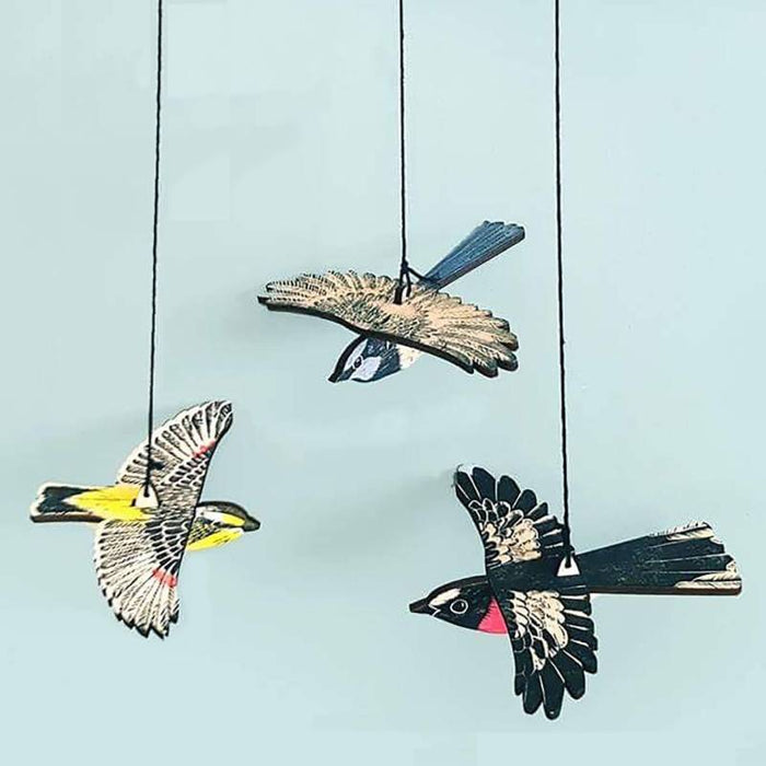 Bridget Farmer - Handprinted Bird Mobile - Scarlet Robin