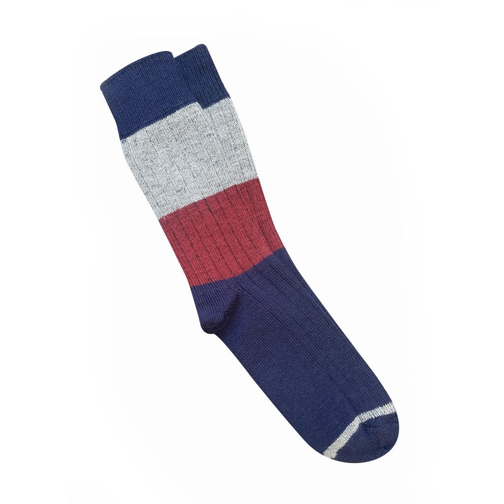 Tightology - Chunky Rib - Merino Socks - Navy Stripe