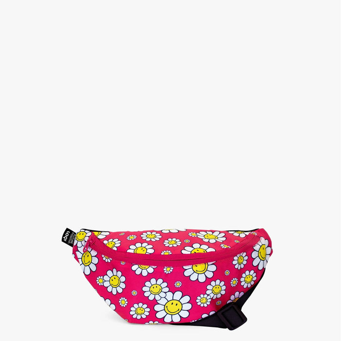 LOQI - Recycled Cross Body / Bum Bag - Smily Flowers Raspberry