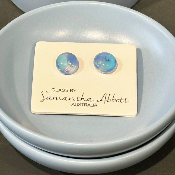 Samantha Abbott - Glass Stud Earrings - Blue Skies