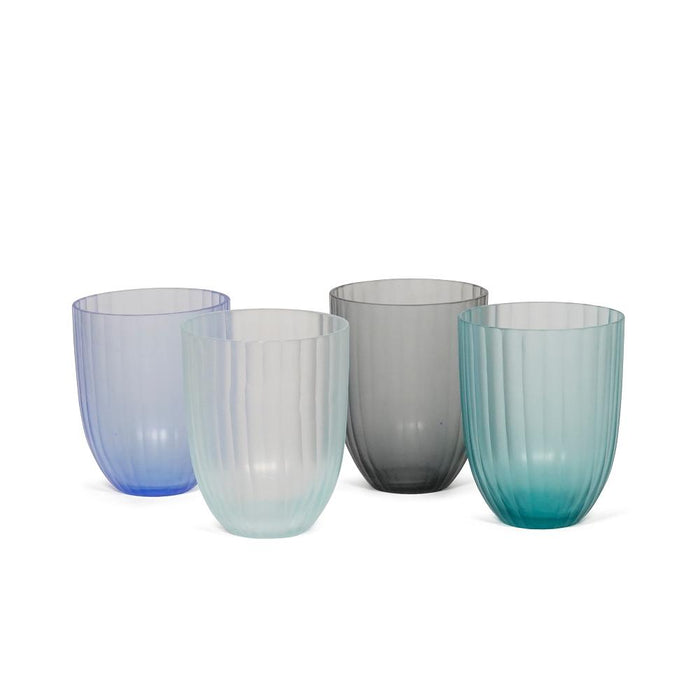 Brian Tunks - Cut Glass Tumblers - Set of 4 - Set B - Blues