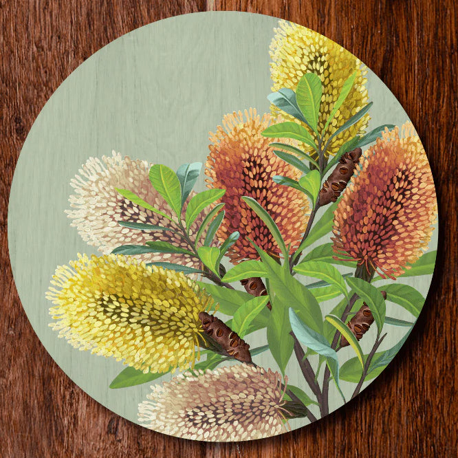 Banksia Blue - Coaster - Saltbush Banksia