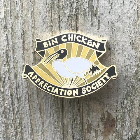 Bridget Farmer - Enamelled Lapel Pin - Bin Chicken Appreciation Society