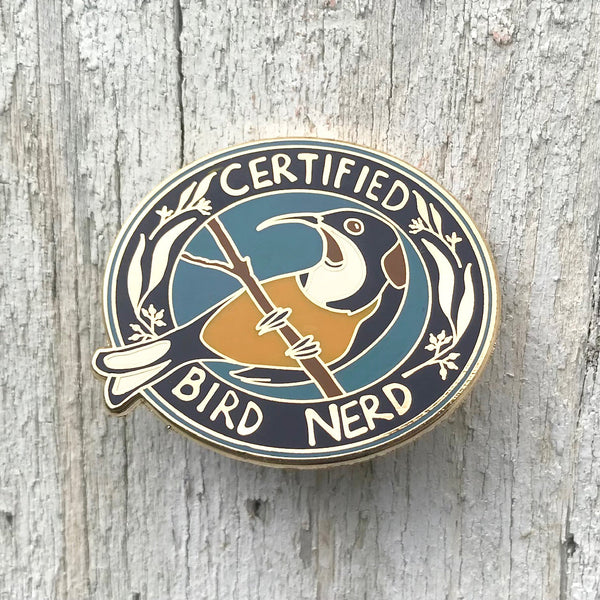 Bridget Farmer - Enamelled Lapel Pin - Certified Bird Nerd