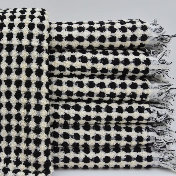 Turkish 'Pom Pom' Hand Towel - Black Onyx