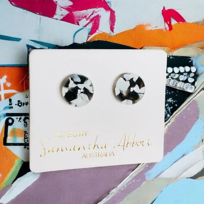 Samantha Abbott - Glass Stud Earrings - Black and White