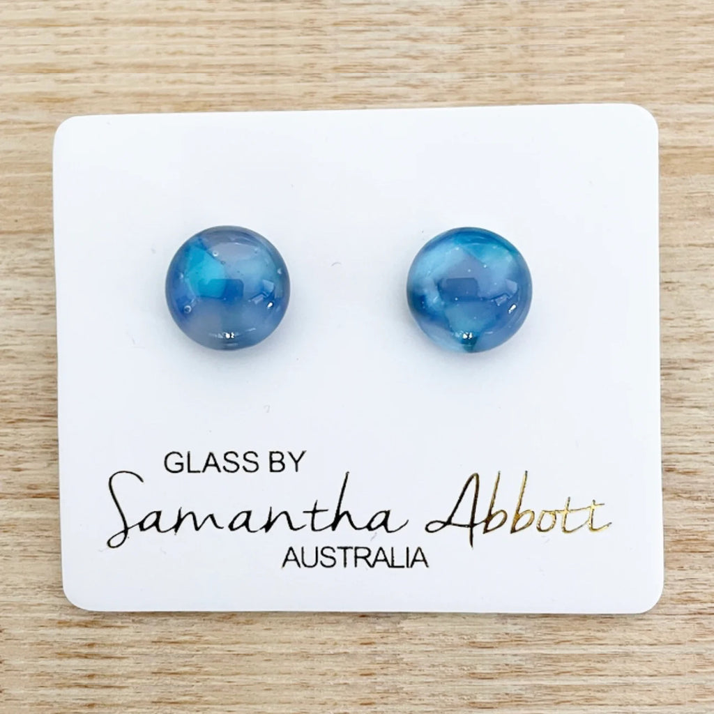 Samantha Abbot - Glass Stud Earrings - Chambray Blue