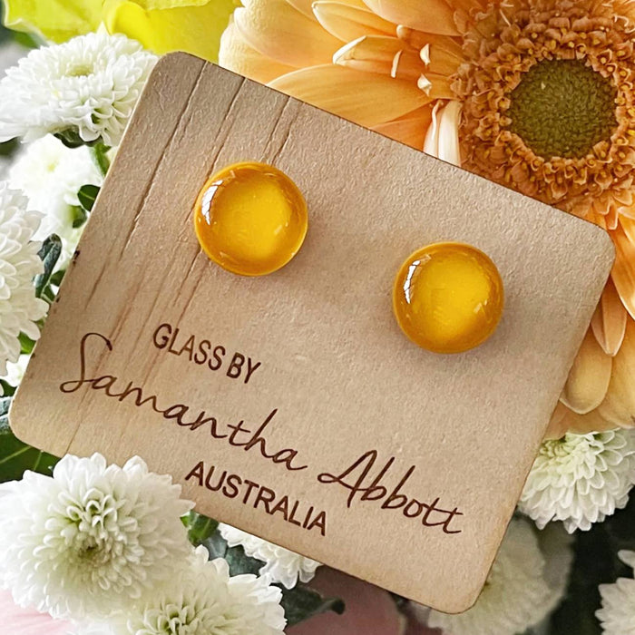 Samantha Abbott - Glass Stud Earrings - Colonel Mustard