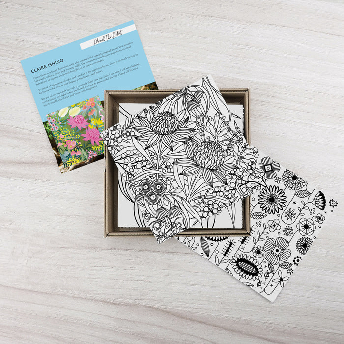 Claire Ishino - Boxed Colouring Cards - Pack of 6 - Dream in Flower
