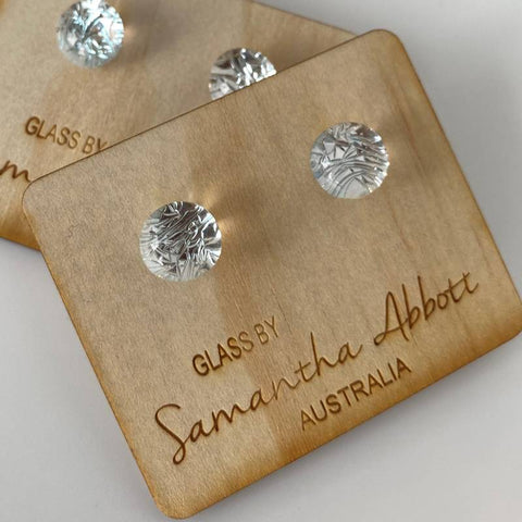 Samantha Abbott - Glass Stud Earrings - Crystal Silver