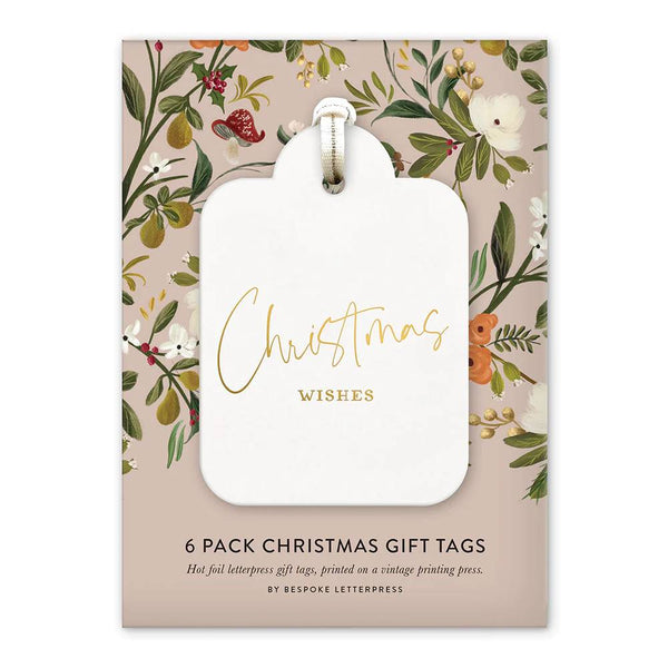 Bespoke Letterpress - Christmas Gift Tags - Pack of 6 - Christmas Wishes