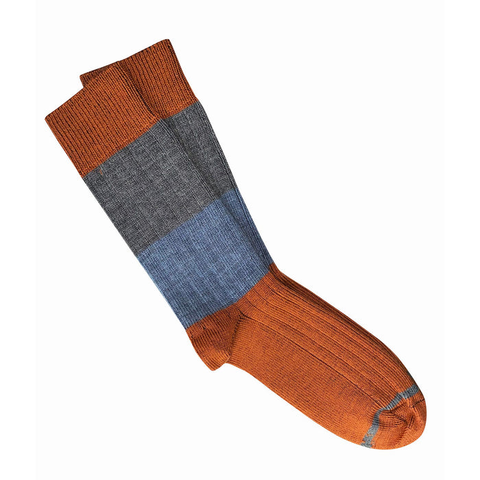 Tightology - Chunky Rib - Merino Socks - Rust Stripe