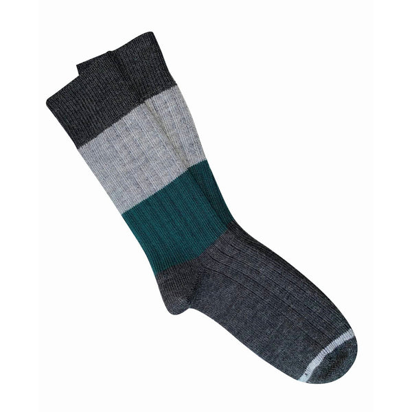 Tightology - Chunky Rib - Merino Socks - Charcoal Stripe