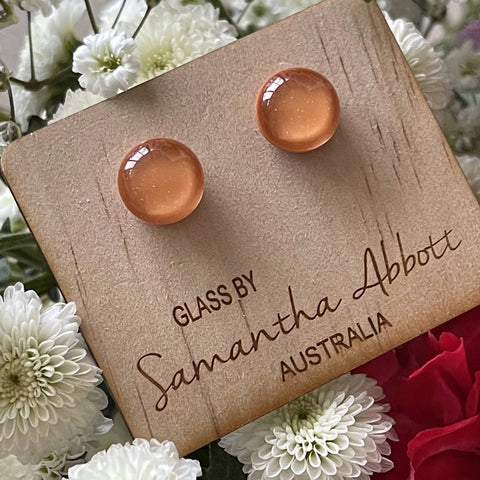 Samantha Abbott - Glass Stud Earrings - Dark Orange